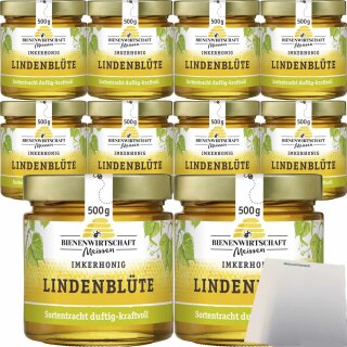 Bienenwirtschaft Meissen Lindenblüten Honig VPE (10x500g Glas) + usy Block