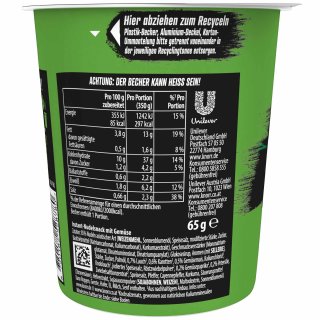 Knorr Asia-Nudeln Vegetable Taste Gemüse VPE (8X65g Becher)