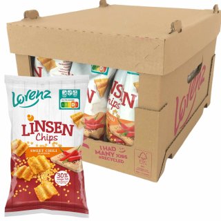 Lorenz Linsen Chips Sweet Chili 30% weniger Fett VPE (12x85g Packung)