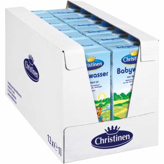 Christinen Babywasser natürliches Mineralwasser natriumarm VPE (12x1 Liter Packung)
