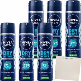 Nivea Men Deo Spray Dry Active 6er Pack (6x150ml Flasche) + usy Block