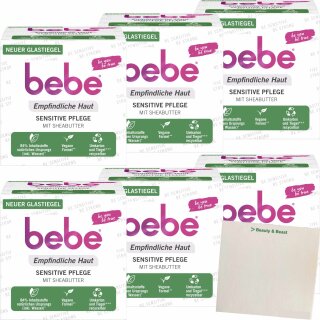 bebe Sensitive Pflege Empfindliche Haut Beruhigende Feuchtigkeitscreme 6er Pack (6x50ml) + usy Block