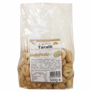 LA SPIGA Taralli-Gebäck mit Fenchelsamen (500g Packung)