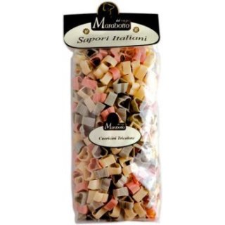 Marabotto Herzchen Pasta Dreifarbige Nudeln in Herzform (500g Packung)