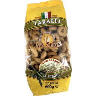 La Spiga Taralli-Gebäck mit Sesam (500g Beutel)