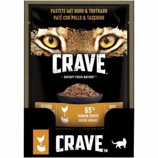 CRAVE Katze Pouch Paté mit Huhn & Truthahn (24x85g) VPE