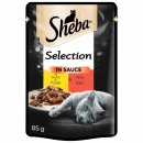 Sheba Selection in Sauce mit Huhn & Rind 24er Pack (24x85g Packung) + usy Block