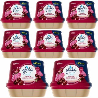 Glade Badezimmer Duftgel Luscious Cherry & Peony VPE (8x180g Packung)