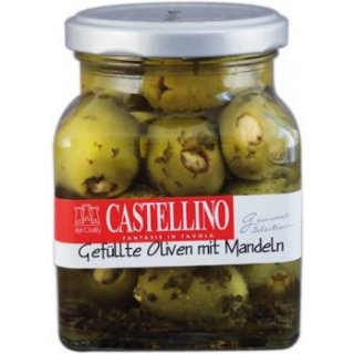 Castellino gefüllte Oliven mit Mandeln (314ml Glas)