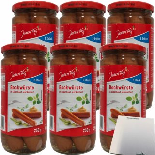 Jeden Tag Bockwürste in Eigenhaut schmackhaft geräuchert 6er Pack (30x50g) + usy Block