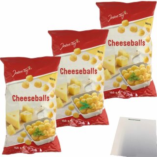 Jeden Tag Cheeseballs Pikant würziger Mais Snack mit Käsegeschmack 3er Pack (3x150g Packung) + usy Block
