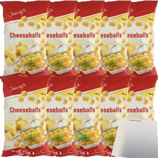 Jeden Tag Cheeseballs Pikant würziger Mais Snack mit Käsegeschmack 10er Pack (10x150g Packung) + usy Block