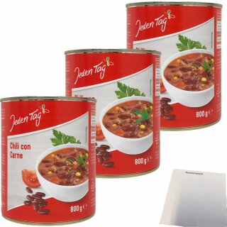 Jeden Tag Chili Con Carne Fertiggericht 3er Pack (3x800g Dose) + usy Block