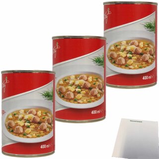 Jeden Tag Festtagssuppe mit Fleischklößchen und Eierstich 3er Pack (3x400ml Dose) + usy Block