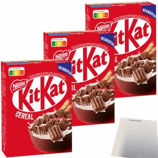 KITKAT Cereal Cerealien Frühstückcerealien aus Vollkornweizen mit der typischen KITKAT-Waffel 3er Pack (3x330g Packung) + usy Block