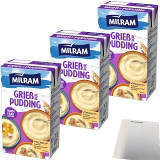 Milram Grieß-Pudding Pur warm und kalt zu genießen 3er Pack (3x1000g Packung) + usy Block