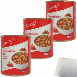 Jeden Tag Fleischbällchen-Topf mit Tomaten und Nudeln 3er Pack (3x800g Dose) + usy Block