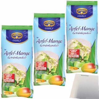 Krüger Getränkepulver Apfel Mango automatengerecht 3er Pack (3x1kg Beutel) + usy Block