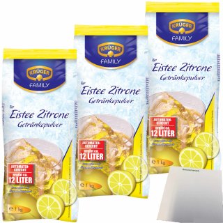 Krüger Eistee Zitrone Getränkepulver automatengeeignet 3er Pack (3x1kg Beutel) + usy Block