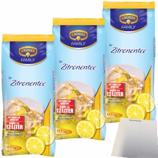 Krüger Zitronentee Getränkepulver automatengerecht 3er Pack (3x1kg Beutel) + usy Block