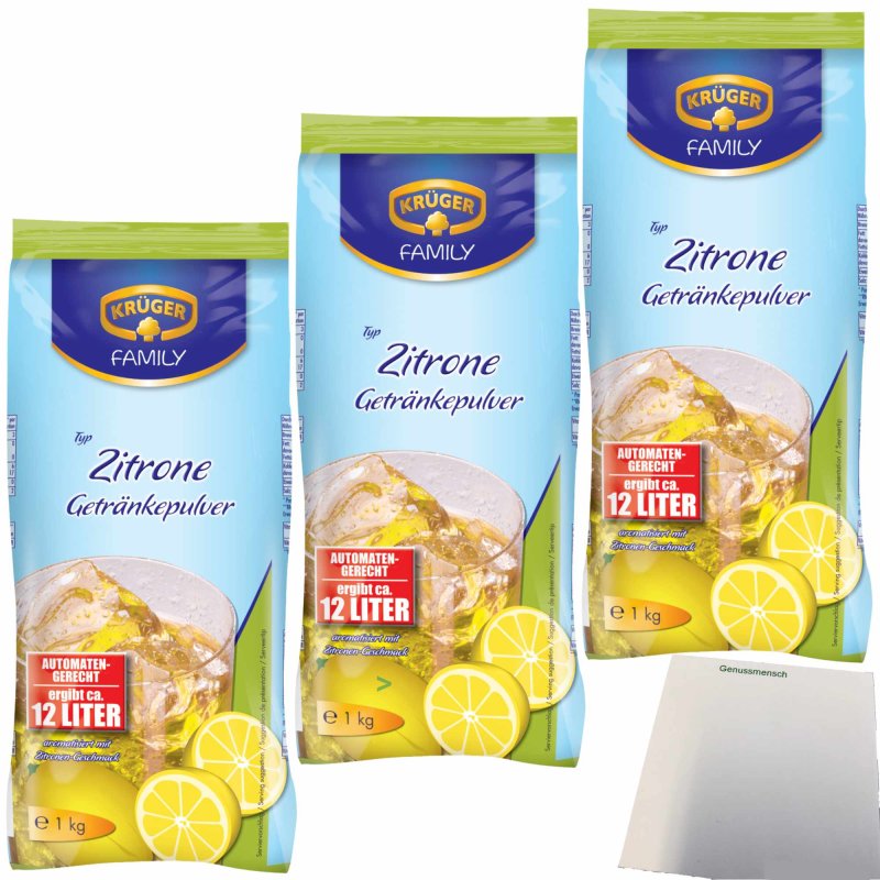Krüger Getränkepulver Zitrone automatengerecht 3er Pack (3x1kg Beutel