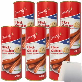 Jeden Tag Bockwürstchen im Saitling geräuchert 6er Pack (6x 10x90g Dose) + usy Block