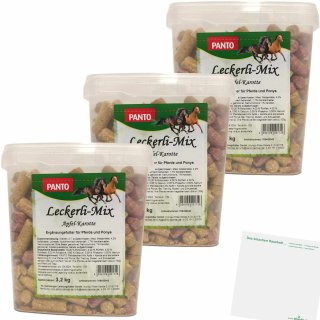 PANTO Leckerli-Mix Apfel-Karotte Ergänzungsfutter für Pferde 3er Pack (3x3,2kg Packung) + usy Block
