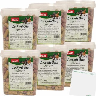 PANTO Leckerli-Mix Apfel-Karotte Ergänzungsfutter für Pferde 6er Pack (6x3,2kg Packung) + usy Block