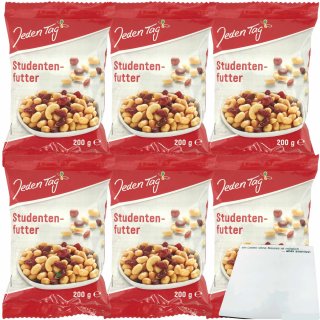 Jeden Tag Studentenfutter mit Rosinen 6er Pack (6x200g Packung) + usy Block