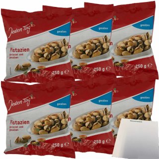 Jeden Tag Pistazien geröstet und gesalzen 6er Pack (6x250g Packung) + usy Block