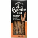 Nawarra Brezelino Sesam Knusprige Laugenstangen mit Sesamsamen 3er Pack (3x150g Packung) + usy Block