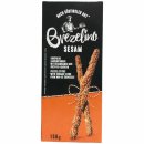 Nawarra Brezelino Sesam Knusprige Laugenstangen mit Sesamsamen 3er Pack (3x150g Packung) + usy Block