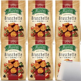 Maretti Bruschette Chips Tomato Olives & Oregano Brotchips 6er Pack (6x150g Packung) + usy Block