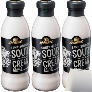 Löwensenf Sanftmütige Sour Cream Sauce Grillsauce Sauercream 3er Pack (3x230ml Flasche) + usy Block