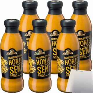 Löwensenf Heissblütige Honig Senf Sauce 6er Pack (6x230ml Flasche) + usy Block