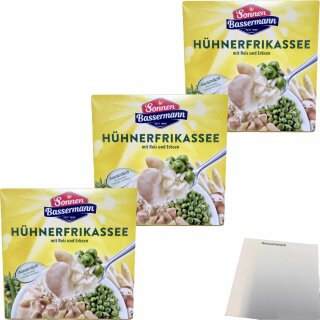 Sonnen Bassermann Hühnerfrikassee mit Reis und Erbsen 3er Pack (3x400g Packung) + usy Block