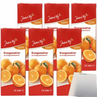 Jeden Tag Orangennektar Fruchtgehalt mindestens 50% 6er Pack (6x1,5 Liter) + usy Block