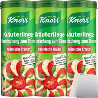 Knorr Kräuterlinge zum Streuern Italienische Art 3er Pack (3x60g Streuer) + usy Block