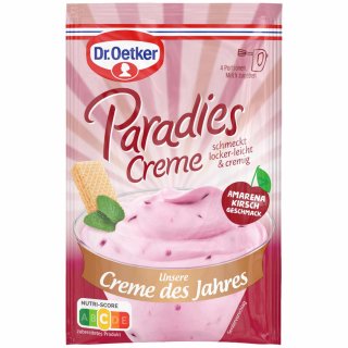 Dr. Oetker Paradies Creme Amarena Kirsch Geschmack schmeckt locker-leicht und cremig (56g Beutel)