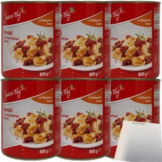 Jeden Tag Ravioli mit fleischhaltiger Füllung in Bolognesesauce 6er Pack (6x800g Dose) + usy Block