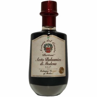 Bertoni Aceto Balsamico di Modena IGP Oro Gold 8 Jahre gereift (250 ml Karaffe) + usy Block