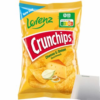 Lorenz Chips Crunchips Cheese & Onion Kartoffelchips (150g Packung) + usy Block