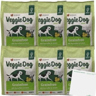 VeggieDog Adult Grainfree mit Kartoffel & Erbse 6er Pack (6x900g Packung) + usy Block