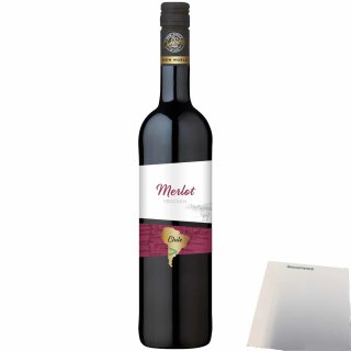 OverSeas Chile Merlot Rotwein trocken 12,5% vol. (0,75 Liter Flasche) + usy Block