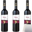 OverSeas Chile Merlot Rotwein trocken 12,5% vol. 3er Pack (3x0,75 Liter Flasche) + usy Block