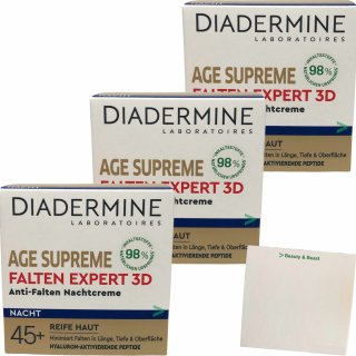 Diadermine Nachtpflege Age Supreme Falten Expert 3D 3er Pack (3x50ml Packung) + usy Block