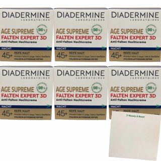 Diadermine Nachtpflege Age Supreme Falten Expert 3D 6er Pack (6x50ml Packung) + usy Block