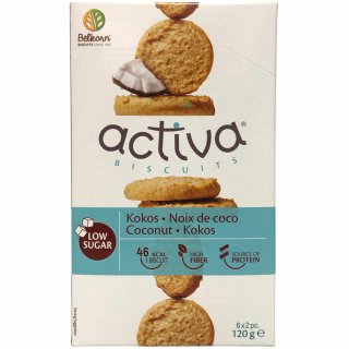 Belkorn activa Biscuits Kokos wenig Zucker (120g) MHD 18.04.2023 Restposten Sonderpreis