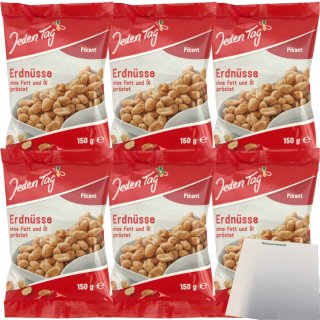 Jeden Tag Erdnüsse Pikant Gewürzt 6er Pack (6x150g Packung) + usy Block