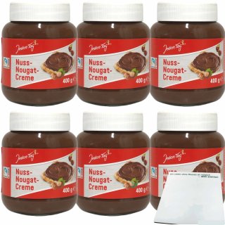 Jeden Tag Nuss-Nougat-Creme 6er Pack (6x400g Glas) + usy Block